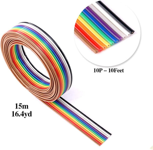 Glarks 700Pcs Connector Assortment Kit - 2.54mm Plug Housing & Male/Female Pin with 10 Wire Rainbow IDC Cable