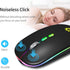 KBCASE LED Wireless Mouse, Slim Silent 2.4G Rechargeable for Laptop, MacBook, iPad, Chromebook, USB & Type-C Receiver