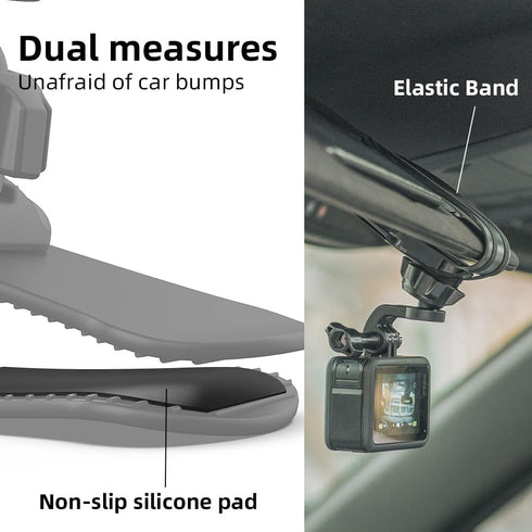 Car Sun Visor Mount VLOG/Video Holder, Quick Clip for DJI Action 4/3, Insta360, AKASO and More