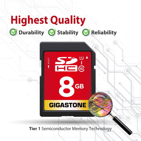 Gigastone 8GB 2-Pack U1 10 2 SD Card UHS-I Class SDHC Memory Card Full HD Video Canon Kodak Olympus Digital Camera