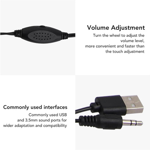 USB Wired Speakers, HiFi Clear Sound Quality Deep Bass Computer Speakers, Wooden Color for TVs and Laptops