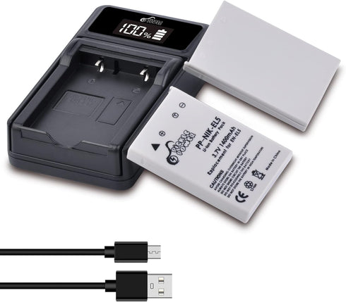 Pickle Power EN-EL5 Battery and LED Charger - Compatible with Nikon Coolpix 3700, 4200, 5200, 5900, 7900