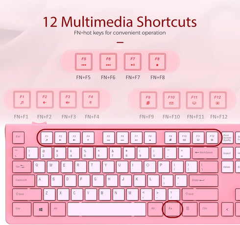 COLIKES Wired Keyboard, Ultra-Thin USB Wired Computer Keyboard, Low-Profile Keys, Spill-Resistant, Multimedia Keys
