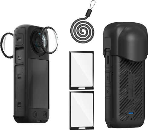 Insta 360 X4 Accessory Kit, Silicone Case, Lens Guard, Screen Protector, Protective Film, Soft Bag Sleeve