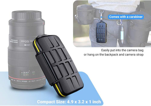 16 Slots Micro SD Card Holder, Micro SD Card Case Organizer with Carabiner, Water-Resistant
