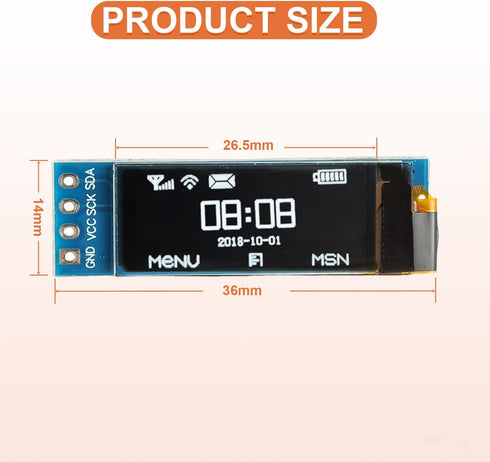 JAMHER 0.91 Inch I2C 128x32 Wire(5Pack IIC OLED Display Module Pixel Mini Self-Luminous Display Screen Board