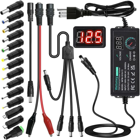 Wefomey Universal Power Supply 3V~24V 3A 72W Adjustable Variable 3V 5V 9V 12V