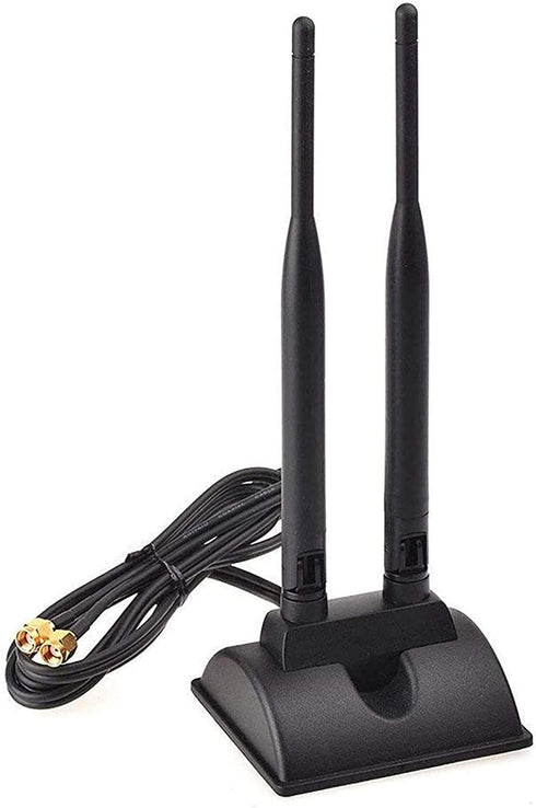 Dual Band WiFi Antenna 2.4GHz - 5.8GHz with Magnetic Base RP-SMA Connector for Wireless Router - Signal Booster