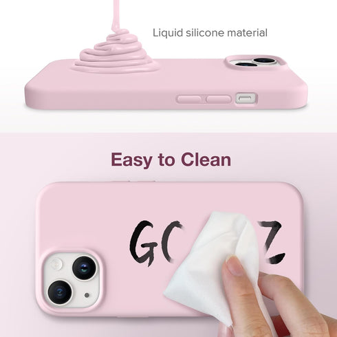 GONEZ iPhone 14 Case Silicone, Shockproof Protective Phone Cover with 2X Screen Protector + 2X Camera Lens Protector,