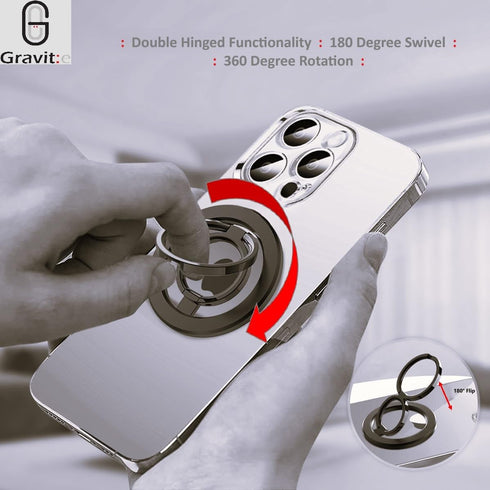 Gravit:e Ultra Strong Magnetic Phone Ring Holder and Stand, Instant Install and Removal, Adjustable Angles, Sleek