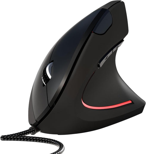 ROCK&ROWN Wired Ergonomic Mouse,Vertical Mouse with Nylon-Braided Cable,6 Buttons,6400 Adjustable DPI,Silent Mouse for