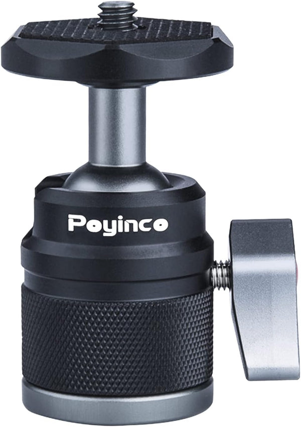 Mini Ball Head with 1/4" Screw, 3/8" Thread Mount Adapter, 360 Degree Rotatable Aluminum Tripod Head for DSLR, Max Load