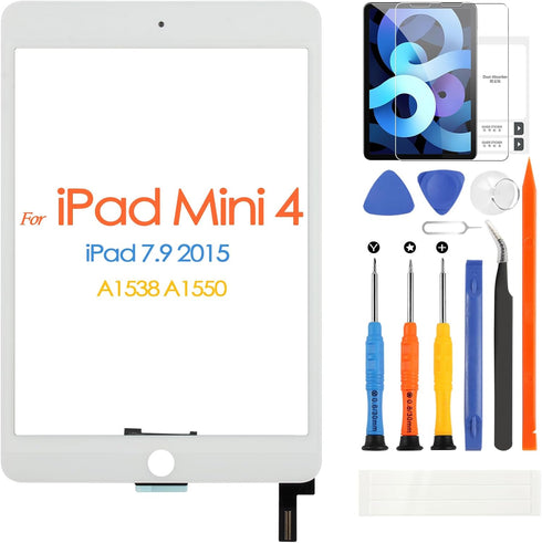 Screen Replacement for iPad Mini 4 Touch Screen Digitizer, Repair Tools for iPad Mini 4 A1538 A1550 (Without Home