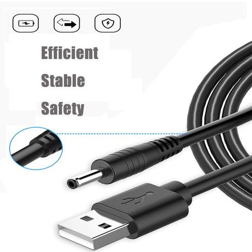 FitTurn 5V DC Power Cord USB to DC 3.5mm x 1.35mm Barrel Jack Adapter Connector Charging Cable (Black)