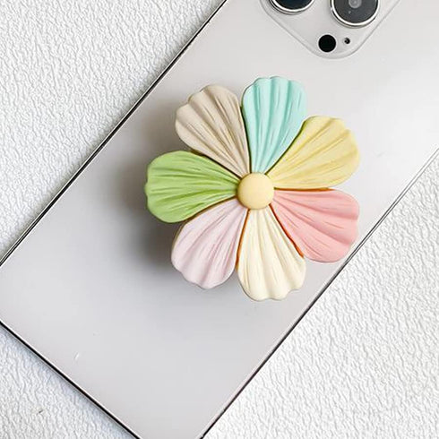 Universal Phone Ring Holder, Collapsible Colored Flower Grip and Stand for Phones and Tablets, Pack of 2
