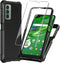 Cricket Outlast Case with Tempered Glass Screen Protector, 360 Full-Body Soft TPU Bumper Shockproof Silicone Cover