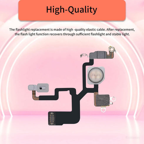Flash Light Flex Cable Replacement for iPhone 12 Pro Max Repair Flashlight Part Fix Silent Switch with Pre-Installed Metal Bracket Holder 12Promax for A2342, A2410, A2412, A2411.
