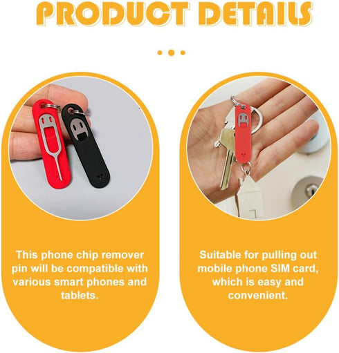 jojofuny 3pcs Set Sim Card Remover Tool with Silicone Protective Case, Phone Chip Removal Needle Pin Keychain