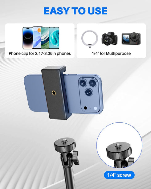 MIIASI 67" Phone Tripod, Extendable Tripod for iPhone, Selfie Stick with Remote and Phone Holder, Compatible