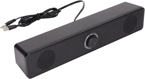 3.5mm Wired External Laptop Speakers, USB Powered Soundbar with Volume Control for Desktop PC, Laptop, Tablet