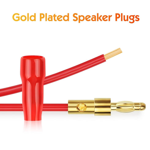 Diospyros 4 mm Gold Plated Open Screw Type Speaker Connector - 12 Count (1 Pack of 6 Pairs)