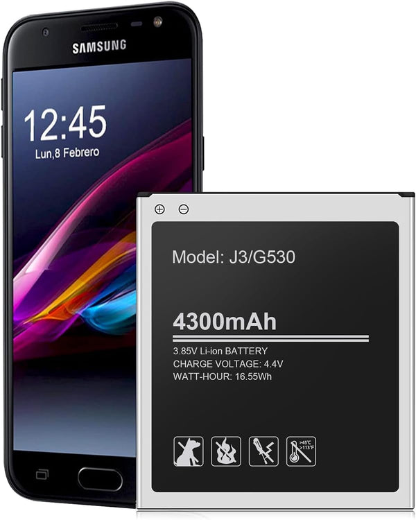 WAVYPO Battery for Galaxy J3, Upgraded 4300mAh Li-ion Battery Replacement for Samsung J3 J327A J320V J320A