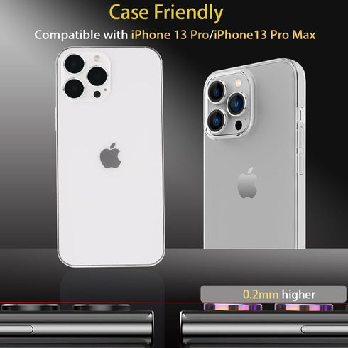 Camera Lens Protector for iPhone 13 Pro & Pro Max, Tempered Glass Lens Protector with Aluminum Alloy Ring, Fits for