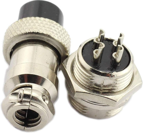 Connector Plugs - 16mm 4 Pin Din Female/Male Aviation Wire Connector Plug, GX16 Metal Chassis Connector Socket (5 Sets)