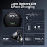 Open Ear Earbuds, Bone Conduction Headphones, Wireless Clip On with Charging Case, 42 Hours Playtime, Black
