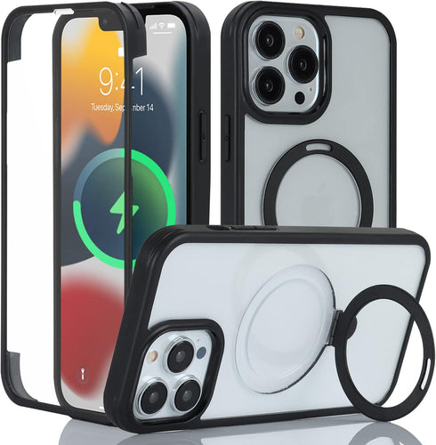 Cavor for iPhone 12 Magsafe Case & iPhone 12 Pro Case Magsafe,iPhone 12 Case with Screen Protector,iPhone 12 Case with Built in Screen Protector,iPhone 12 Case with Stand,Protective Phone Case-Black