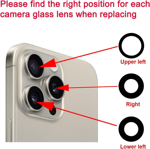 OEM Back Rear Camera Lens Glass Replacement for iPhone 15 Pro Max 6.7 inches with Pre-Installed Adhesive and Repairing