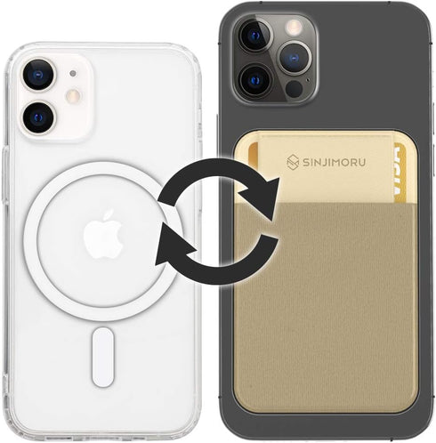 Sinjimoru Magnetic Privacy Cover Card Holder, Stick on Phone Wallet for MagSafe Compatible with iPhone 15 14 13 12