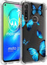 Clear Case for Moto G Power 2020, Cute Soft TPU Shockproof Protective Cover for Girls Women, Blue Butterfly