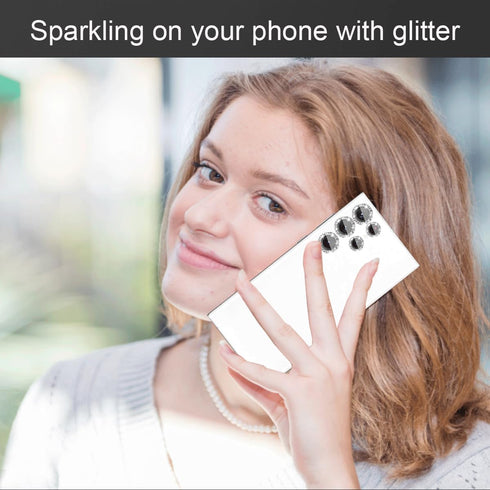 Samsung Galaxy S22 Ultra Camera Lens Protector - 5+5 Pack, Glitter Bling, Tempered Glass, Phone Case Friendly (Silver)