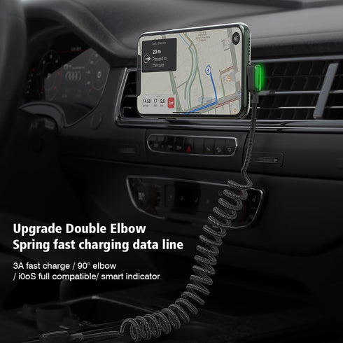 AICase 90 Degree Coiled Charging Cable, Right Angle Design Gaming LED Cord 6ft/1.8m for iPhone XS/8/7/Pad Pro Air