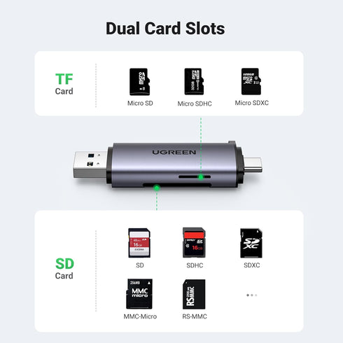 UGREEN Micro SD Card Reader Adapter, USB C USB 3.0 for SD SDHC SDXC MicroSD, Compatible with iPhone 15