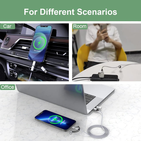 MTAKYI Multi 5 in 1 Universal USB Charging Cable, 3M/10FT USB A/Type C to Lightning+Type C+Micro USB Nylon Braided Sync