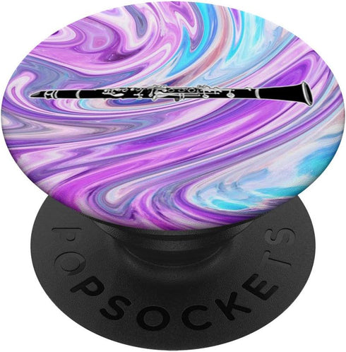 Clarinet Player Gift - Purple Aqua Marble Background PopSockets PopGrip for Phones & Tablets