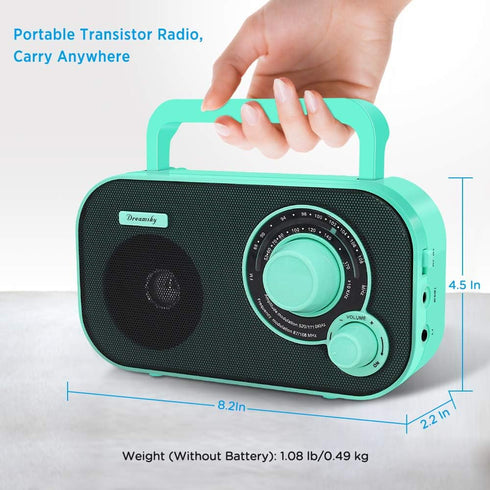 DreamSky AM FM Portable Radio - Plug in Wall or Battery Operated, Strong Reception, Easy to Use, Gifts for Seniors