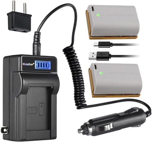 Kastar 2-Pack LP-E6N Pro Battery and LCD AC Charger Compatible with Canon EOS