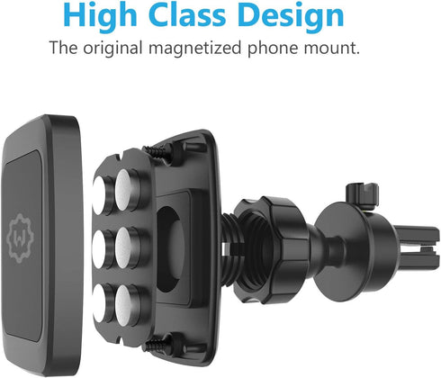 WixGear Universal Magnetic Phone Car Mount, Bite-Lock Air Vent Holder for Cell Phones with Swift-snap Technology