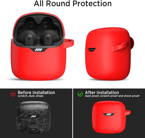 Miimall Compatible JBL Tune Flex Protective Silicone Case Cover - Red
