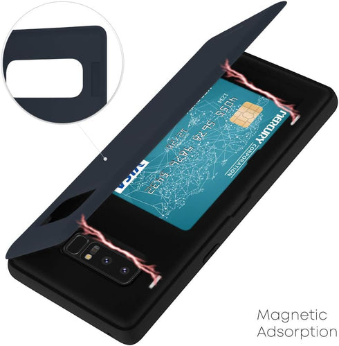 GOOSPERY Galaxy Note 8 Wallet Case with Card Holder, Protective Dual Layer Bumper Phone Case (Midnight Blue)