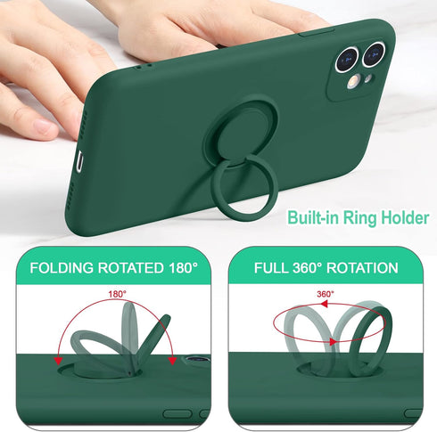 Hython for iPhone 11 Case with Ring Stand, 360° Rotatable Ring Holder Magnetic Kickstand, Slim Shockproof Soft Rubber