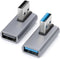 90 Degree USB3.0 Adapter (2 Pack), Left and Right Angle USB A Male to Female Converter for PC, Laptop, Power Bank