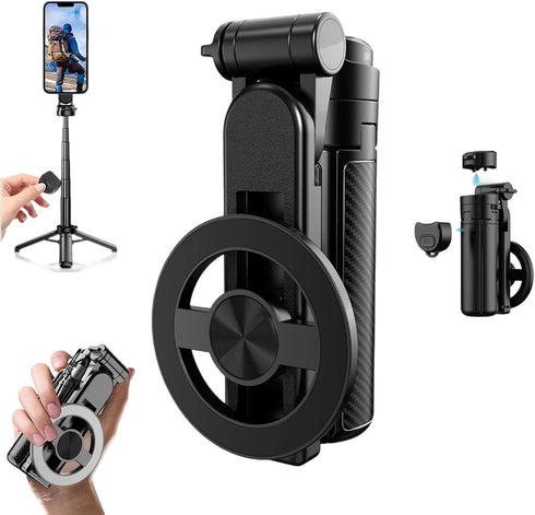 Huiteng XR Magnetic Pocket Selfie Stick, 4-in-1 Magnetic Selfie Stick for iPhone with Rechargeable