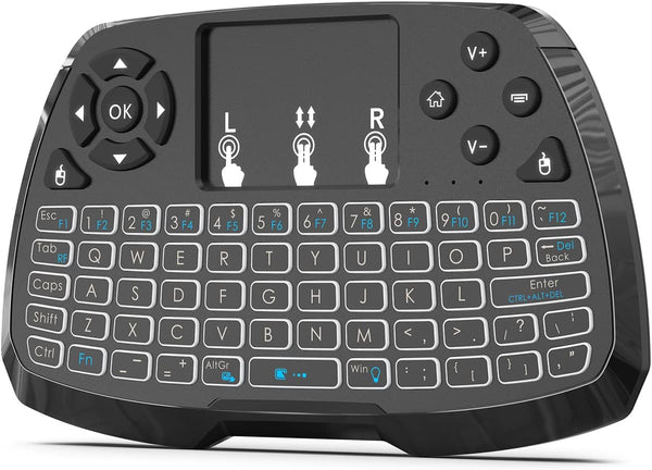 Miritz A3 Mini Keyboard with Touchpad -2.4GHz & Bluetooth Dual-Mode, 7-Clolor Backlit, Rechargeable,