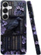TnXee Case for Samsung Galaxy S25 Plus,Purple Floral Crow Bookshelf Phone Case Drop