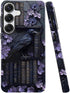 TnXee Case for Samsung Galaxy S25 Plus,Purple Floral Crow Bookshelf Phone Case Drop