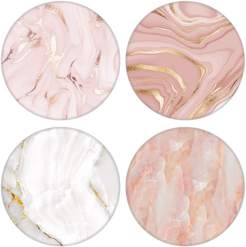 4 Pack Phone Grip, Finger Expanding Kickstand Holder for Smartphone - Pink White Rose Gold Marble